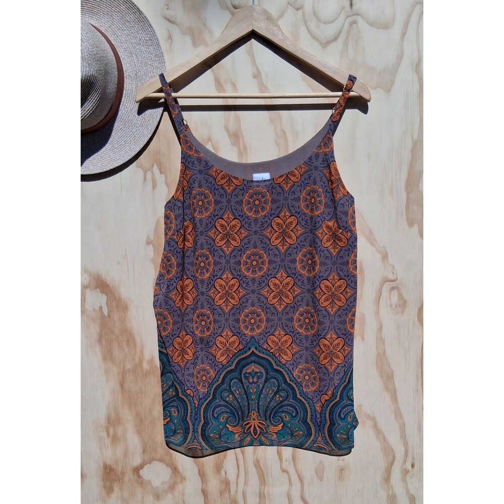 CAbi Arabesque Cami Style 3082 Small Boho Medallion Adjustable Strap Tank Top - Picture 1 of 6